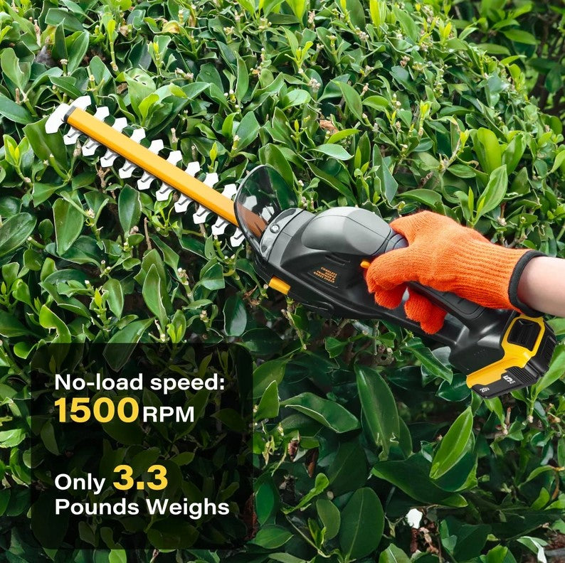 IEBUDA HEDGE TRIMMER CORDLESS DEWALT 20V MAX BATTERY1500RPM - BLACK/YELLOW BLADE - Like New