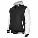 SPIRE BY GALAXY FORMAKER MEN'S HOODED VARSITY JACKET - SIZE L - WHITE/BLACK - Brand New