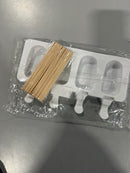 BZIDII 3PCS SILICONE POPSICLE MOLDS SET BZIDII 4 CAVITIES CAKE 60 STICKS - WHITE - Brand New