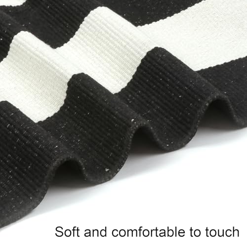 Collive Hand Woven Washable Striped Outdoor Rug 3' x 5' - Black and White - Like New