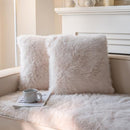 Neelvin Beige Faux Fur Cozy Fluffy Double-Sided Pillow Covers 16x16, Set of 2 - Like New