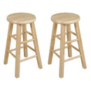 PJ WOOD CLASSIC ROUND-SEAT 24 INCH KITCHEN COUNTER STOOLS, NATURAL, 2 PACK - Like New