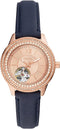 Fossil Stella Crystal-Accented Quartz Watch ME3212 - Rose Gold/Navy Like New
