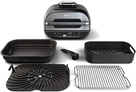 Ninja Foodi Smart XL 5-in-1 Indoor Grill with 4-Quart Air Fryer BG500A - Black Like New