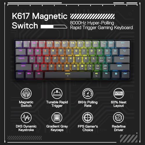 RED DRAGON REDRAGON K617 GB RAPID TRIGGER HE GAMING KEYBOARD - GRADIENT - Like New