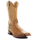 Soto Boots Men's Ostrich Print Square Toe Cowboy Boots H8001 Tan 11.5 - Brand New