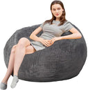 Kisoy Bean Bag Chair Faux Rabbit Fur Cover 3foot Giant Bean Bag Chairs - Grey - Brand New