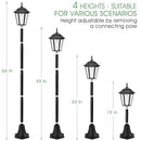 EYROSA 66" METAL SOLAR LAMP POST LIGHT 50 LUMENS 2 PACK SOLAR A03W - BLACK - Like New
