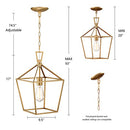 MOTINI 1-Light Gold Lantern Pendant Light Brushed Brass Finish B0919BS58B -NEW - Brand New