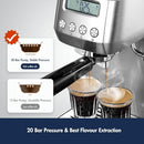 AMZCHEF 20BAR ESPRESSO MAKER FOR HOME WITH LCD PANEL MILK FROTHER - SILVER - Like New