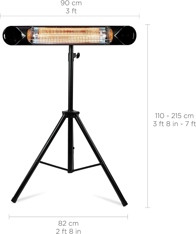 Briza Infrared Electric Patio Heater Portable Wall 1500W IT-HEQQ-1831 - Black - Like New