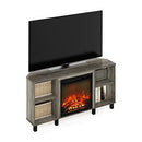 FURINNO JENSEN CORNER FIREPLACE 4 OPEN COMPARTMENTS FOR TV UP TO 55"-FRENCH OAK - Like New