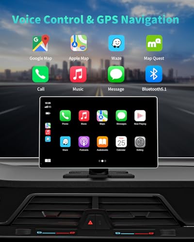 MADOEC PORTABLE APPLE CARPLAY SCREEN FOR CAR 9" WIRELESS APPLE CARPLAY - BLACK - Like New