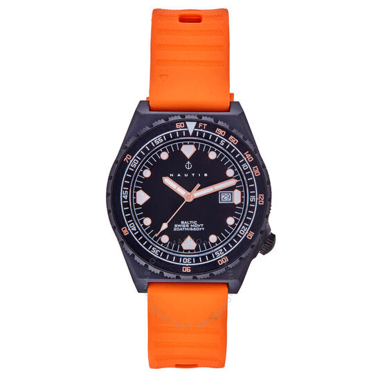 NAUTIS BALTIC BLACK DIAL MEN'S WATCH SIZE 50MM - BLACK/ORANGE - Like New