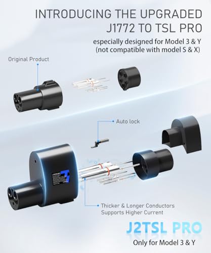 LATOUGH UPGRADED J1772 TO TSL ADAPTER PRO ESPECIALLY DESIGNED FOR MODEL 3 & Y - Like New