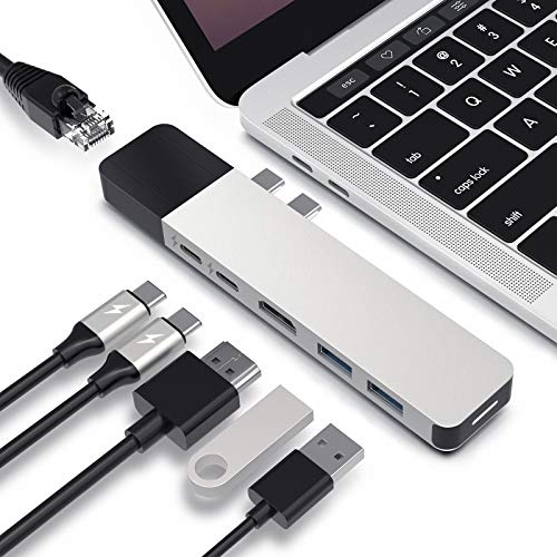 HYPER DRIVE USB C HUB NET 6-IN-2 MACBOOK MULTI-PORT 4K30HZ HDMI - SILVER - Like New