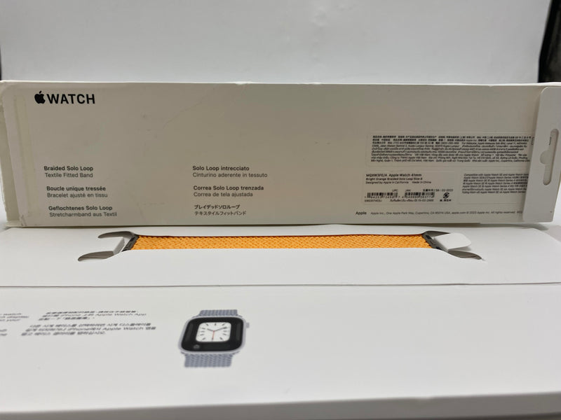 APPLE WATCH BRAIDED SOLO LOOP 41MM BRIGHT ORANGE SIZE 8 - ORANGE - Like New