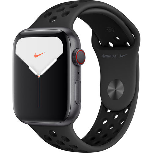 APPLE WATCH NIKE 5 GPS + CELL 44 SPACE GRAY ALUM BLACK NIKE BAND MX3A2LL/A Like New