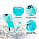 CARIBBEAN JOE 300lb Capacity Folding Beach Sand Chair, 4 Position - Teal - Brand New