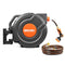DRINCOSH RETRACTABLE GARDEN HOSE, 130' 1/2", WALL-MOUNTED, 9 PATTERN - ORANGE - Like New