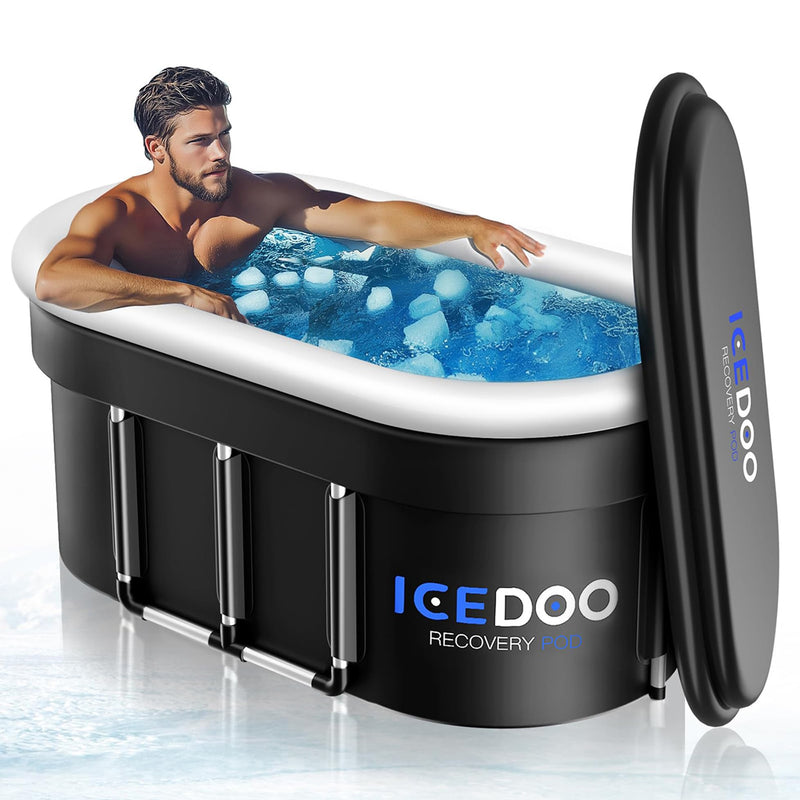 ICEDOO UPGRADED 132 GAL XXL LARGE OVAL ICE BATH WITH AIR RING OIBT175 - BLACK - Like New