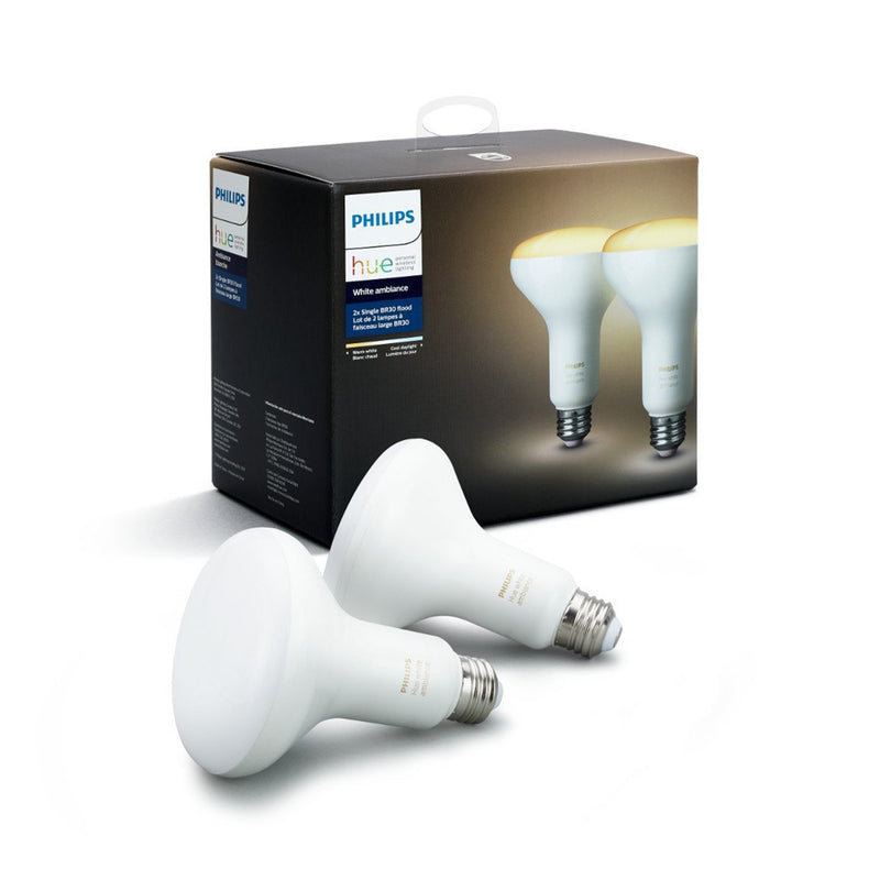 PHILIPS HUE 2-PACK WHITE AMBIANCE BR30 60W EQUIVALENT - WHITE - Like New
