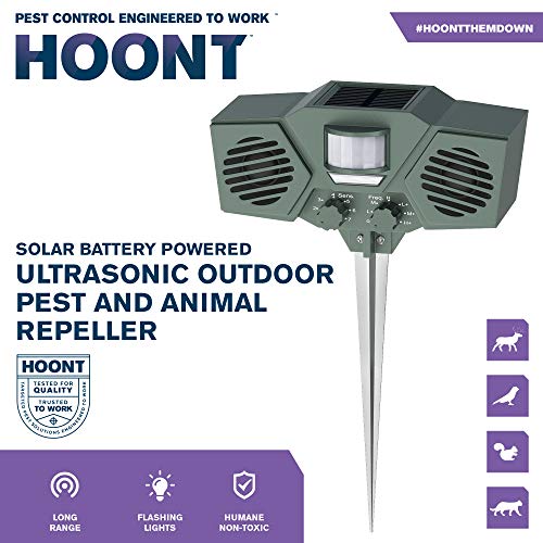 HOONT MOTION ACTIVATED ULTRASONIC FLASHING STROBE OUTDOOR SOLAR DEER REPELLER - Brand New