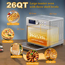 ROOMTEC 26 QT AIR FRYER TOASTER OVEN COMBO 21-IN-1 LARGE COUNTERTOP - SILVER - Like New