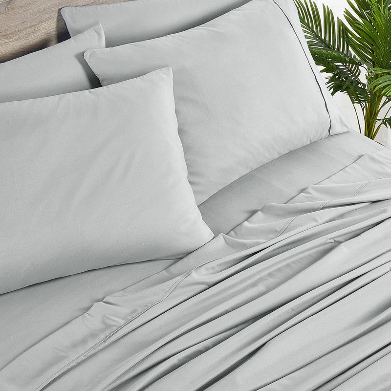 BIBB HOME 2000 COUNT 6-PIECE RAYON FROM BAMBOO SHEET SET KING - SILVER - Brand New