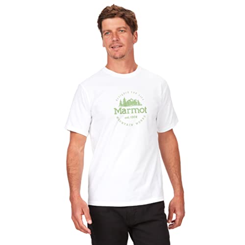 Marmot Men's Logo T-Shirt Graphic Cotton Tee Large Culebra Peak White 080 - Brand New