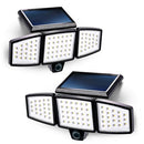 HOME ZONE SECURITY 2 PACKS SOLAR FLOOD LIGHTS OUTDOOR MOTION SENSOR - BLACK - Like New
