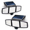 HOME ZONE SECURITY 2 PACKS SOLAR FLOOD LIGHTS OUTDOOR MOTION SENSOR - BLACK - Like New