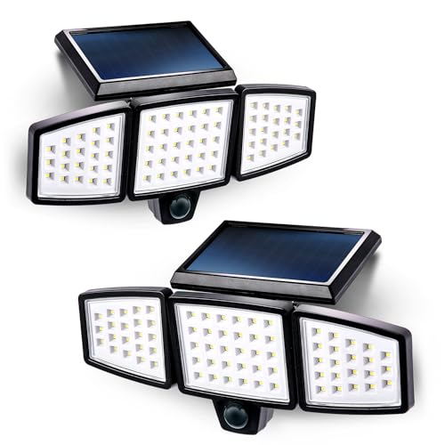 HOME ZONE SECURITY 2 PACKS SOLAR FLOOD LIGHTS OUTDOOR MOTION SENSOR - BLACK - Like New