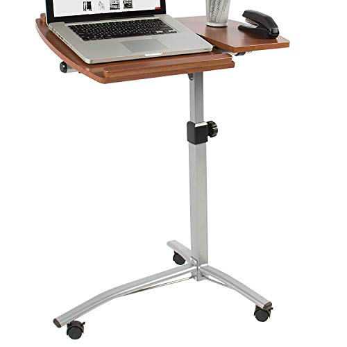 MEDA ANGLE HEIGHT ADJUSTABLE ROLLING LAPTOP DESK CART STAND - BROWN - Like New