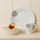 GIBSON NETHERWOOD 12 PC DINNERWARE SET W/BLACK CHERRY DESIGN - WHITE - Like New