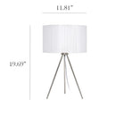 Simple Designs LT1156-WHT Modern Brushed Nickel Tripodal Table Lamp-White Shade - Brand New