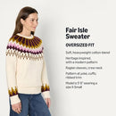 AMAZON ESSENTIALS WOMEN'S OVERSIZED FAIR ISLE CREWNECK, SIZE XS, CREAM CARAMEL - Brand New