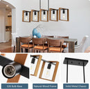 CAFULAM 41.5" KITCHEN ISLAND LIGHTING,5 LIGHTS - BLACK/WOOD - Like New