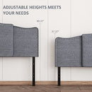 Linen Headboard, Upholstered Arched Headboard with Nailheads Trim Platform - Like New