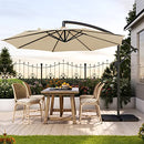 SERWALL 10ft Patio Offset Umbrella Outdoor Umbrellas Crank B08R5743B4 -Beige - Like New