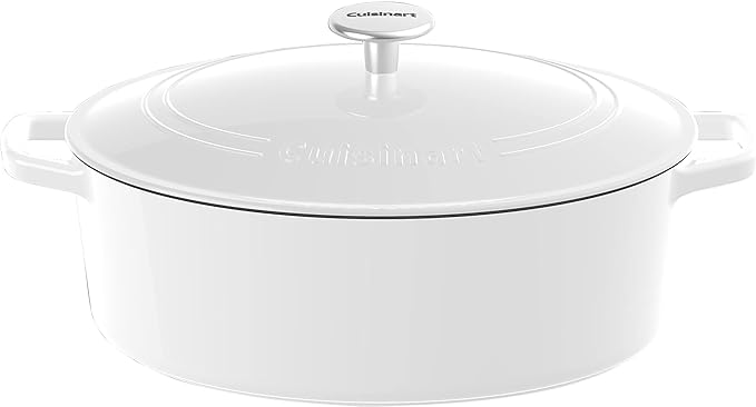 Cuisinart 7 Quart. Oval Cast Iron Casserole CI770-33GSW - Glossy White Like New