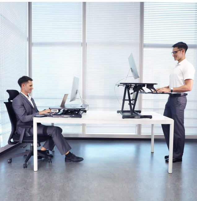 ABOX GSD63HE Electric Powered Standing Desk Converter Monitor Stands - Black - Like New
