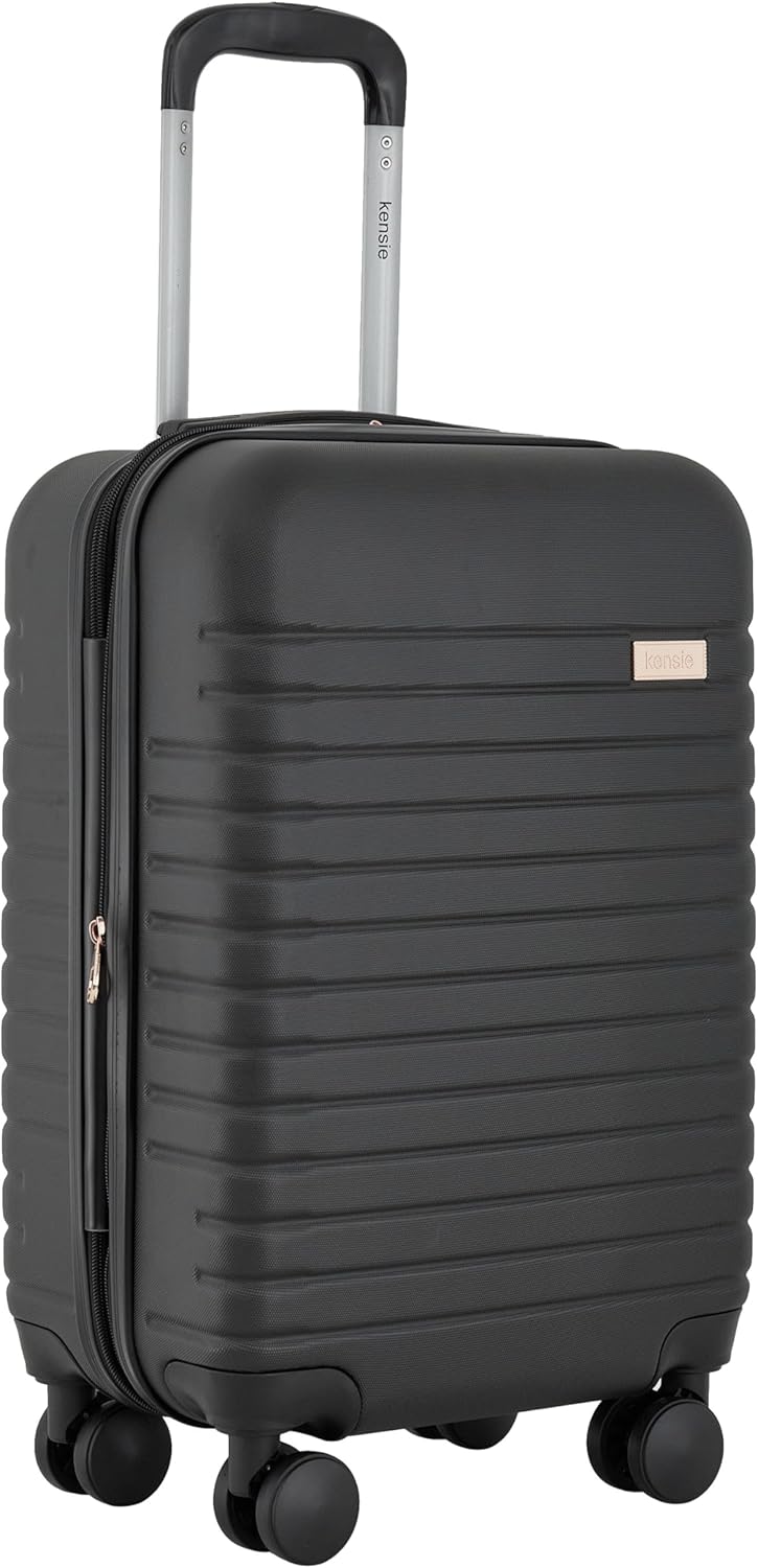 KENSIE 22" GRACEFUL HARDSIDE CARRY-ON LUGGAGE, EXPANDABLE - BLACK, ROSE GOLD - Brand New