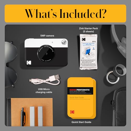 KODAK PRINTOMATIC FULL-COLOR INSTANT PRINT DIGITAL CAMERA RODOMATICBK - BLACK - Like New