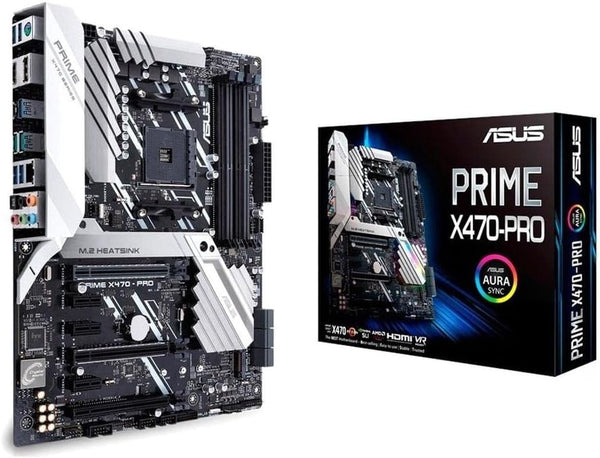 ASUS Prime X470-Pro AMD Ryzen 2 AM4 DDR4 ATX Motherboard - BLACK/WHITE Like New