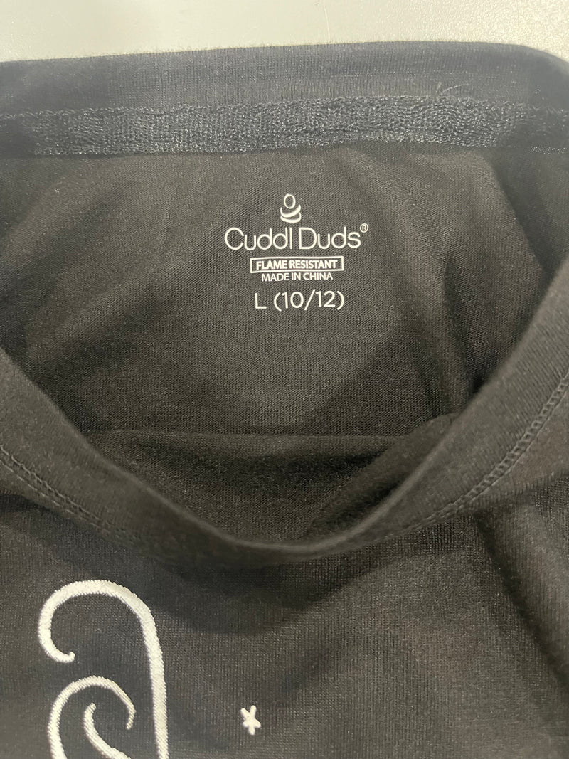 CUDDL DUDS FLAME RESISTANT T-SHIRT - SIZE: YOUTH L(10/11) - BLACK - Like New