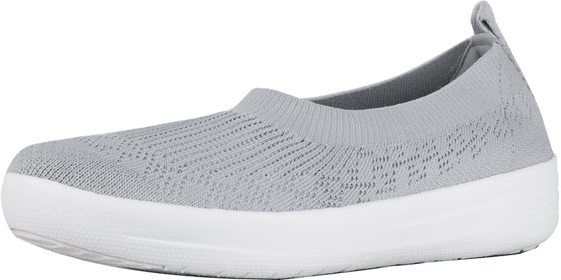 FitFlop Women's O83 Uberknit Slip-On Ballerina Flat, Pearl -6.5 - Like New