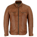VL550BR VANCE LEATHER MEN'S CAFE RACER WAXED LAMBSKIN LEATHER JACKET MEDIUM - Brand New