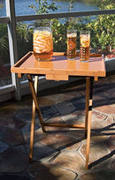 LIPPER INTERNATIONAL BAMBOO WOOD LIPPED FOLDING SNACK TABLE SET OF 2 - BAMBOO - Like New