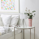 Simple Designs LT1156-WHT Modern Brushed Nickel Tripodal Table Lamp-White Shade - Brand New